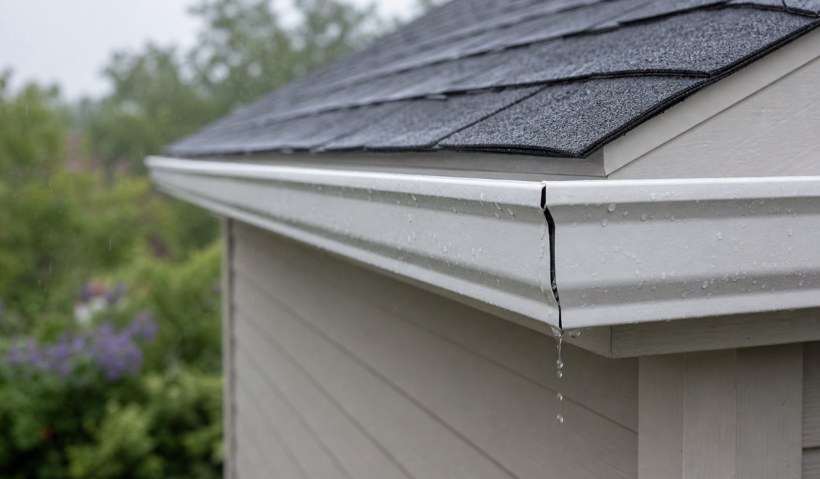 Illustrative gutter seam requiring repair
